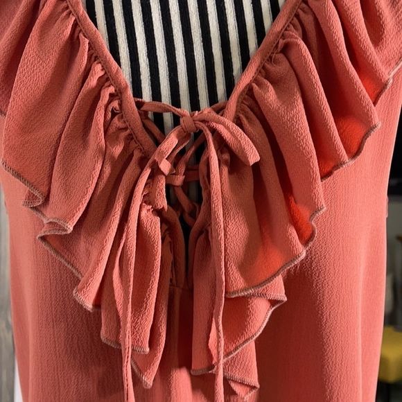 NWT Route 3 tie up shirt with ruffle neck line - Picture 3 of 10